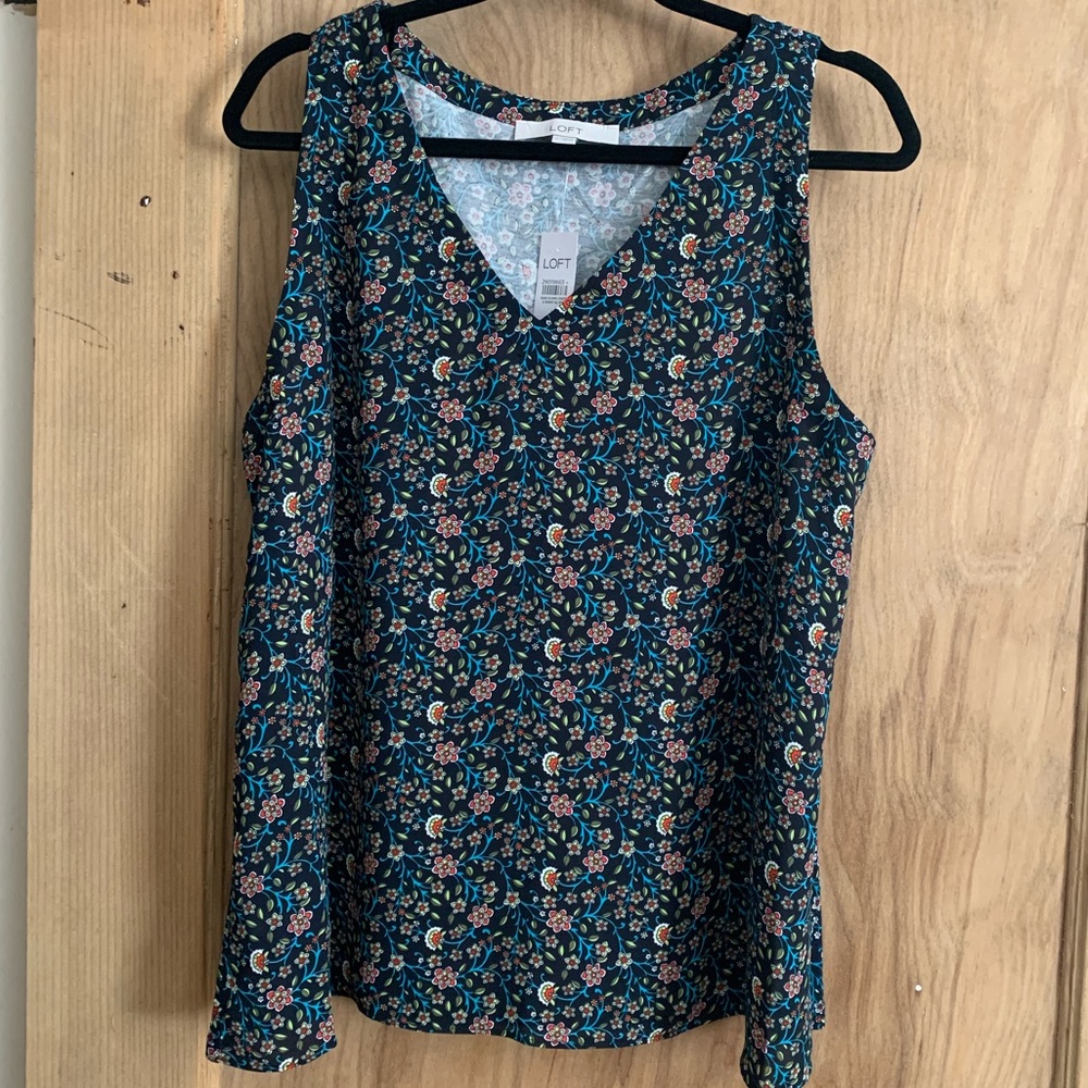 LOFT floral tank, size L, NWT